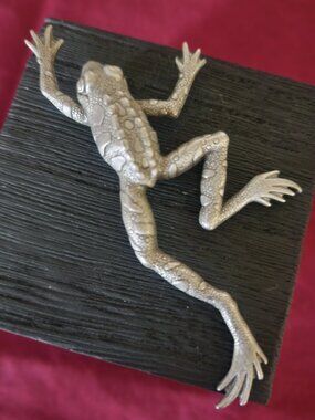 Vintage JJ Frog Brooch Jonette Jewelry Pewter Tone Figural Pin